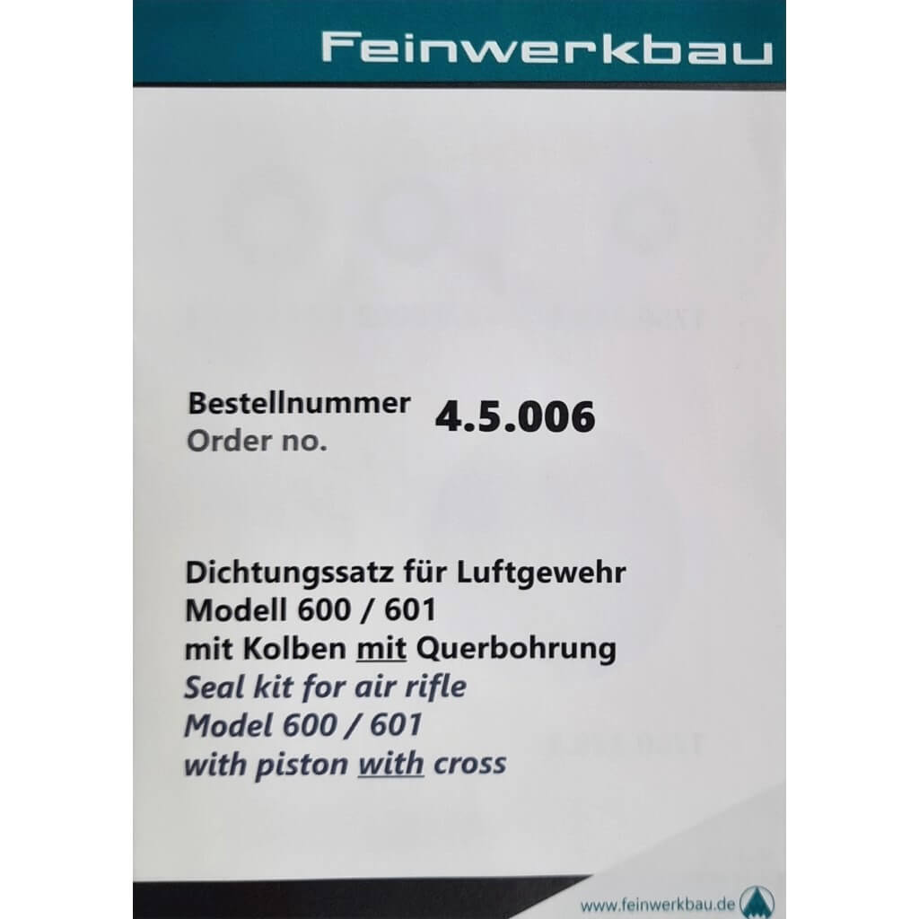 FWB Seal Kit for Model 600 / 601 Air Rifle (w/o Piston)