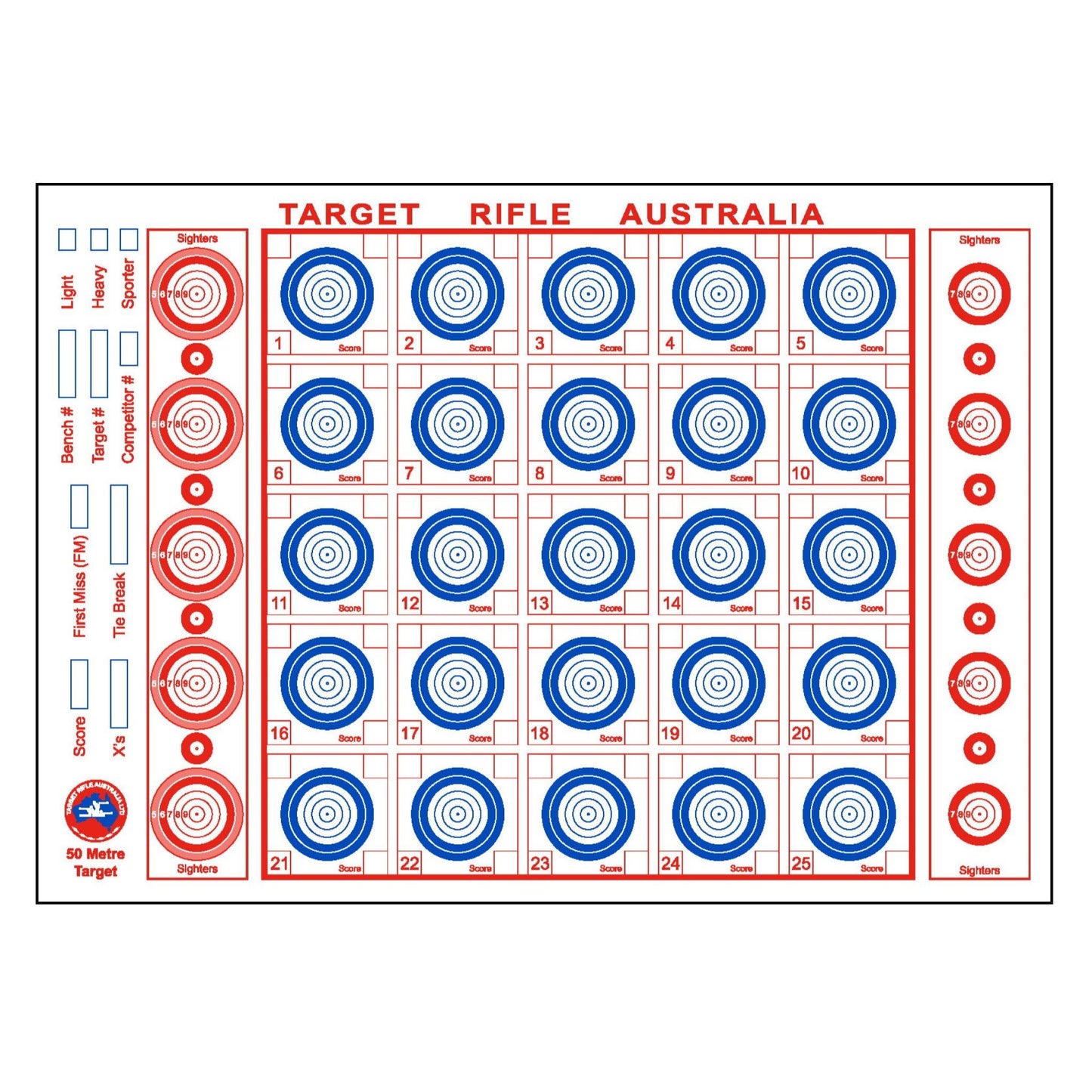 50m TRA WRABF Rimfire Target (125 Pack)