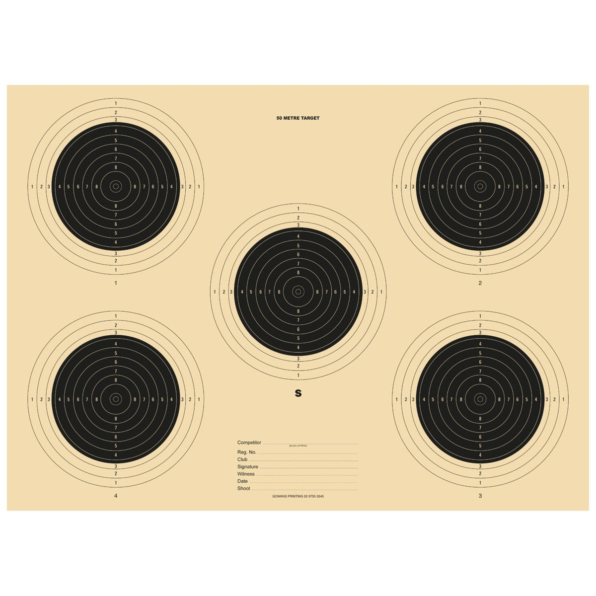 Bull Target Paper 50m Double Sided Target 5 Bull ISSF & 20 Bull Benchrest (200 Pack ...