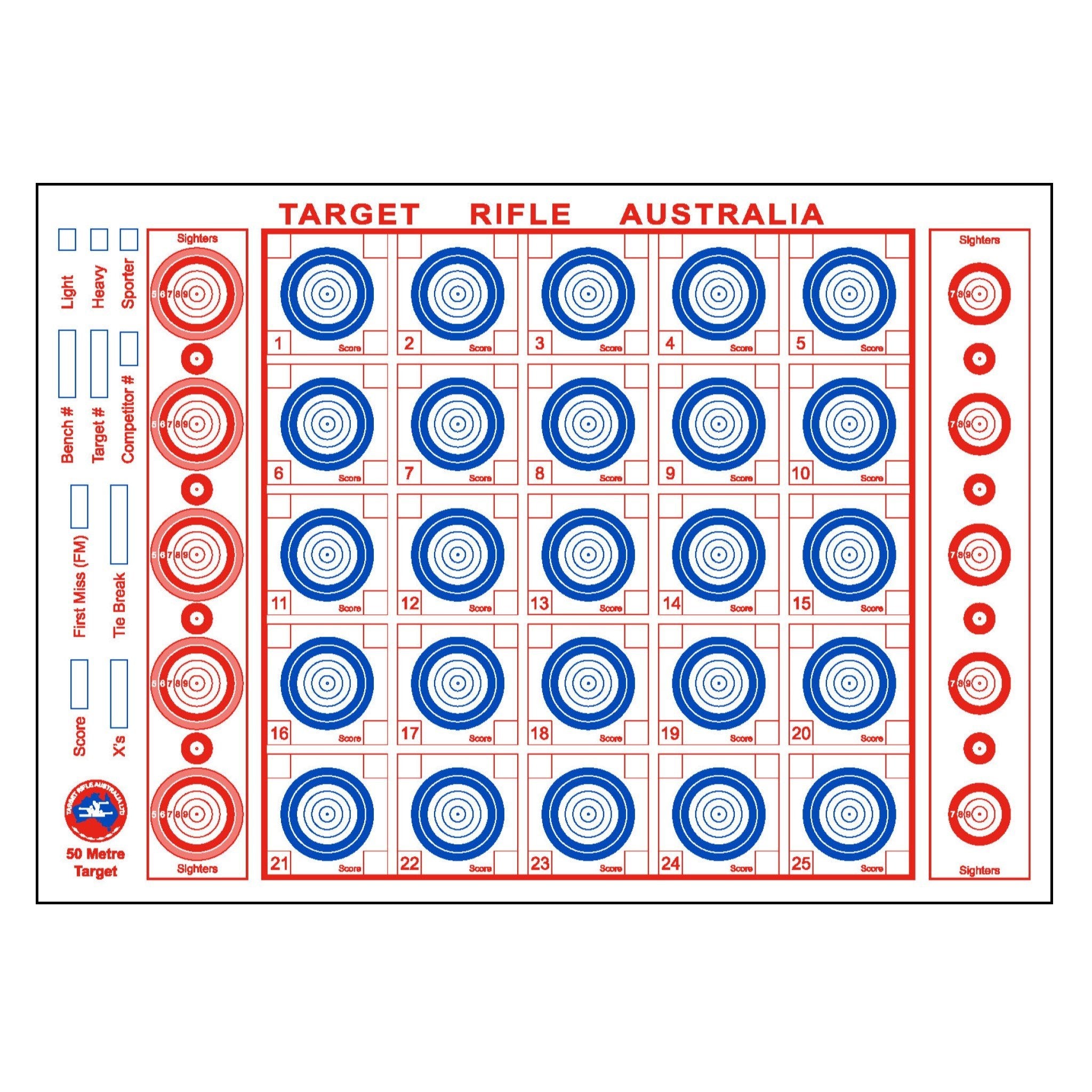 50m TRA WRABF Rimfire Target (125 Pack) – Target Rifle South Australia Inc.